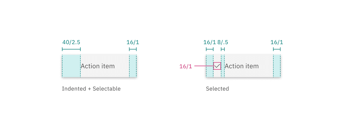 Selected menu option structure