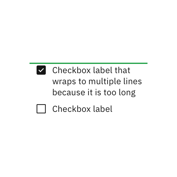 Do let text wrap beneath the checkbox so the control and label are top aligned. Do let text wrap beneath the checkbox so the control and label are top aligned.