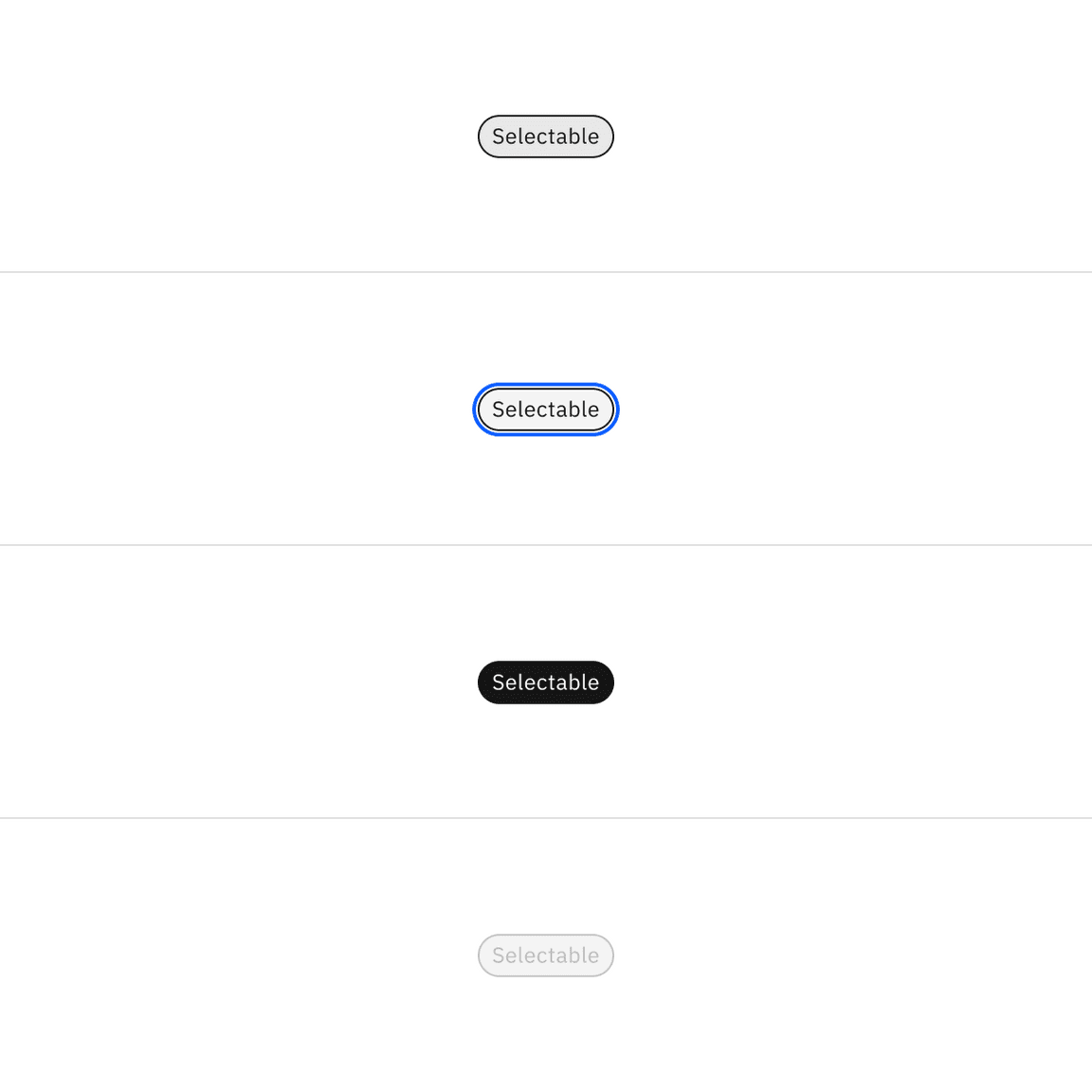 Selectable tag interactive colors.